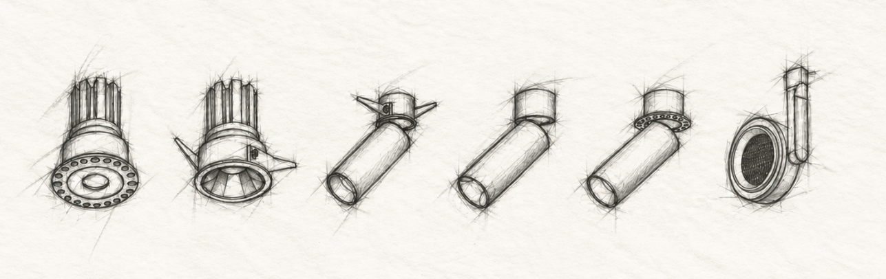 Sketch of Luxci indoor trimless fixtures